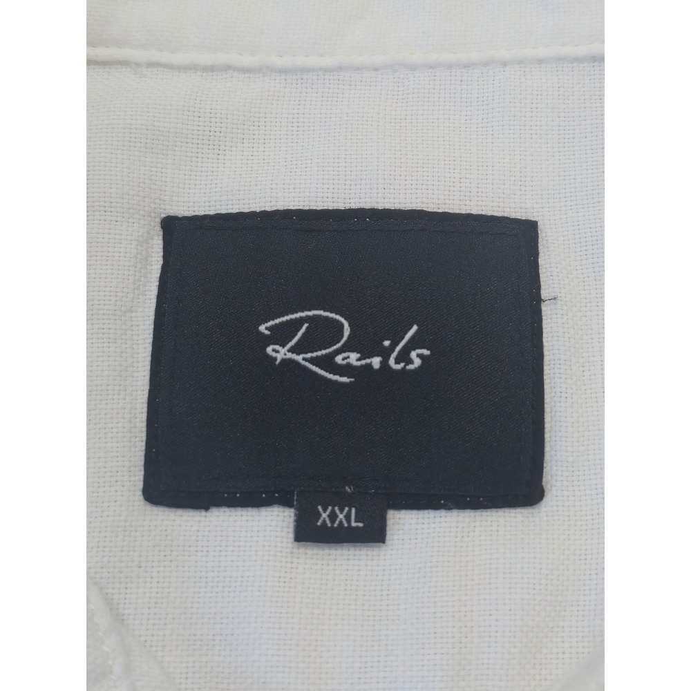 Rails Wyatt White100% Cotton Button Down Shirt Mens XXL Long Sleeve Pocket - Picture 8 of 12